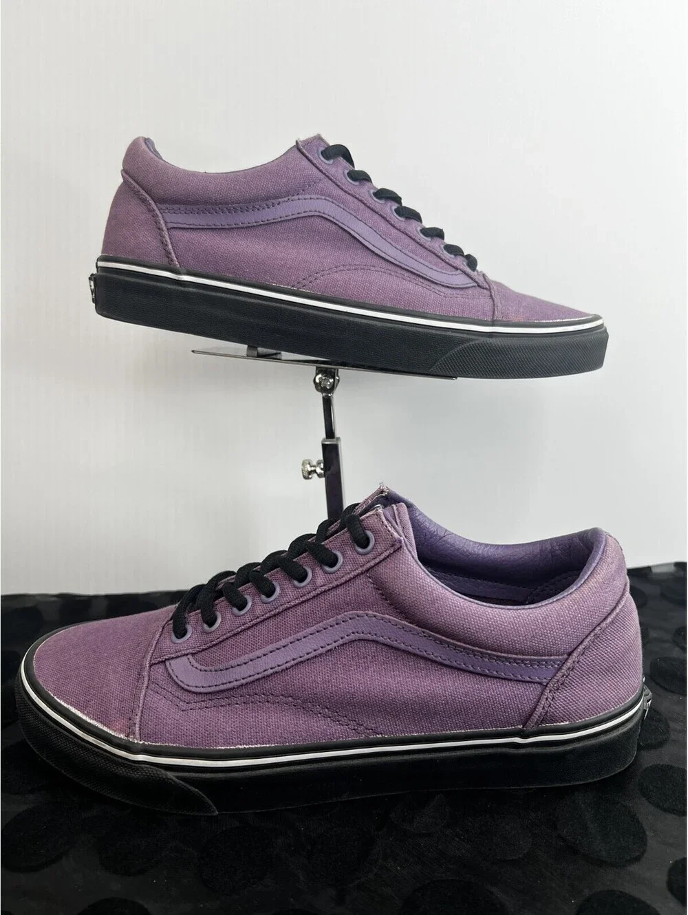 Vans Old Skool Washed Purple Canvas Black Sole Shoes Men's 9 Women's 10.5